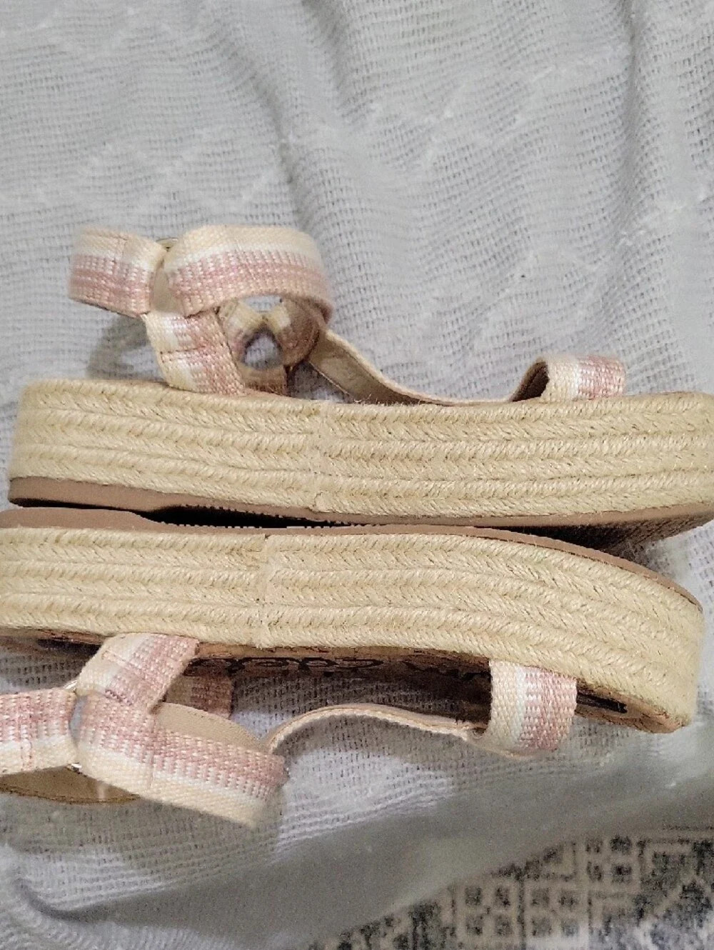 Sam Edelman Pink and Cream Espadrille Platform Strappy Sandals Womens 8